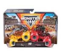 Pack 2 Camions 1:64 Monster Jam : Knightmare et Northern Knightmare - Vehicule Metal Serie 31 - Set Jouet Garcon + carte