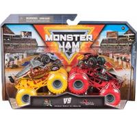 Pack 2 camions 1:64 pour Monster Jam : Knightmare et Northern Knightmare - vehicule Metal Serie 31 - Set Jouet Garcon + Carte Tigre