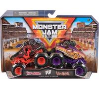 Pack 2 camions 1:64 pour Monster Jam : thunderroarus et Velociraptor - vehicule Metal Serie 31 - Set Jouet Garcon + Carte