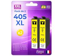 Pack 2 Cartouche 405XL 405 XL C13T05H44010 C13T05G44010 VALISE compatible pour Epson Jaune Haute capacité avec puce 1100 pages