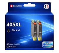 Pack 2 Cartouche 405XL 405XL 405 XL C13T05H14010 C13T05G14010 Valise Compatible pour Epson Noir Haute capacité avec Puce 1100 Pages