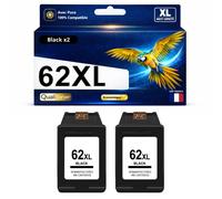 Pack 2 Cartouche 62XL 62 XL C2P04AE C2P05AE compatible pour HP Noir Haute capacité avec puce 600 pages