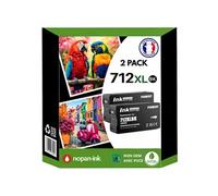 Pack 2 Cartouche 712XL 712 XL compatible pour HP 210 230 250 630 650 Noir Haute capacité avec puce 80ml