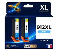 Pack 2 Cartouche 912XL 912 XL compatible pour HP OfficeJet 8010 8012 8015 Cyan Haute capacité avec puce résistante 825 pages