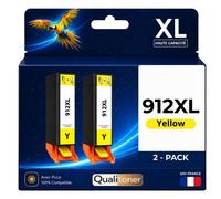 Pack 2 Cartouche 912XL 912 XL compatible pour HP OfficeJet 8010 8012 8015 Jaune Haute capacité avec puce résistante 825 pages