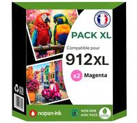 Pack 2 Cartouche 912XL 912 XL compatible pour HP OfficeJet 8010 8012 8015 Magenta Haute capacité avec puce résistante 825 pages