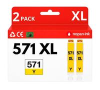 Pack 2 Cartouche CLI-571XL CLI 571XL compatible pour Canon Pixma MG5750 TS5050 Jaune Haute capacité avec puce 680 pages