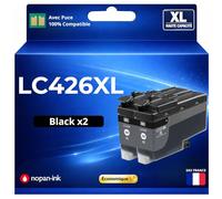 Pack 2 Cartouche d’Encre LC426XL LC426XL LC426 XL Compatible pour Brother MFC-J4335DW MFC-J4340DW MFC-J4535DW MFC-J4540DW Noir Haute capacité avec Puce 6000 Pages