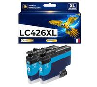 Pack 2 Cartouche d’Encre LC426XL LC426XL LC426 XL Compatible pour Brother MFC-J4335DW MFC-J4340DW MFC-J4535DW MFC-J4540DW Cyan Haute capacité avec Puce 5000 Pages