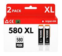 Pack 2 Cartouche d'encre CLI-581XXL 1998C001 2106C001 2052C001 Compatible pour Canon Pixma TR7500 TR7550 TR8500 TR8550 TS8350 TS8351 TS8352 TS9100 TS9551C Noir Haute capacité avec Puce 4590 Pages