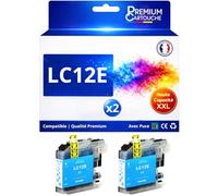 Pack 2 Cartouche d'encre LC12E LC12 E LC12EC LC12 EC Compatible pour Brother MFC J6925DW Cyan Haute capacité avec Puce 1200 Pages