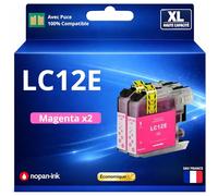 Pack 2 Cartouche d'encre LC12E LC12 E LC12EM LC12 EM Compatible pour Brother MFC J6925DW Magenta Haute capacité avec Puce 1200 Pages