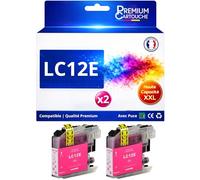 Pack 2 Cartouche d'encre LC12E LC12 E LC12EM LC12 EM Compatible pour Brother MFC J6925DW Magenta Haute capacité avec Puce 1200 Pages