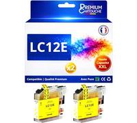 Pack 2 Cartouche d'encre LC12E LC12 E LC12EY LC12 EY Compatible pour Brother MFC J6925DW Jaune Haute capacité avec Puce 1200 Pages