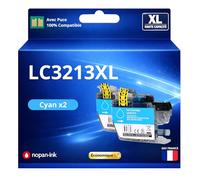 Pack 2 Cartouche d'encre LC3213C LC3213 C LC3211C LC3211 C Compatible pour Brother DCP J497DW J572DW J772DNW J772DW J774DW MFC J491DW J497DW J890DW J895DW Cyan Haute capacité avec Puce 400 Pages