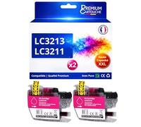 Pack 2 Cartouche d'encre LC3213M LC3213 M LC3211M LC3211 M Compatible pour Brother DCP J497DW J572DW J772DNW J772DW J774DW MFC J491DW J497DW J890DW J895DW Magenta Haute capacité avec Puce 400 Pages