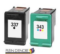 Pack 2 Cartouche d'encre N° 337 XL et N° 343 XL Grande capacité Noir et Couleur pour imprimante HP Photosmart C4180 C 4180 C4190 C 4190 - Plein d'encre