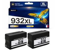 Pack 2 Cartouche Encre 932XL 932 XL Compatible pour HP OfficeJet 6100 6600 6700 7110 7510 7610 Noir Haute capacité avec Puce 1000 Pages