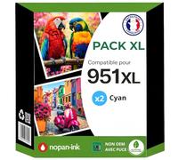 Pack 2 Cartouche Encre 951XL CN046AE CN050AE Compatible pour HP 251DW 276DW 8660 Cyan Haute capacité avec Puce 26 ML