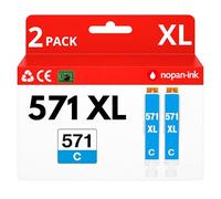 Pack 2 Cartouche Encre CLI-571XL Compatible pour Canon Pixma MG5750 MG5751 MG5752 MG5753 TS6050 TS6051 TS6052 TS8050 TS8051 TS8052 TS8053 TS9050 TS9055 Cyan Haute capacité avec Puce 680 Pages