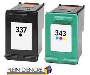 Pack 2 Cartouche Jet d'encre N° 337 XL et N° 343 XL pour imprimante HP Photosmart 2570 2575 8050 C4100 Series C4180 C4190 PSC 4180 - Plein d'encre
