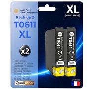Pack 2 Cartouche T0611 Compatible pour Epson D68 D88 DX3800 DX3850 DX3850 Noir Haute capacité avec Puce 400 Pages C13T06114012 Ourson