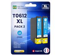 Pack 2 Cartouche T0612 Compatible pour Epson D68 DX4850 Cyan Haute capacité avec Puce 400 Pages C13T06124012 Ourson