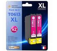 Pack 2 Cartouche T0613 Compatible pour Epson D68 D88 DX3800 DX3850 DX3850 DX4200 DX4250 DX4800 DX4850 Magenta Haute capacité avec Puce 400 Pages C13T06134012 Ourson