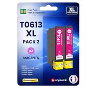 Pack 2 Cartouche T0613 Compatible pour Epson D68 DX4850 Magenta Haute capacité avec Puce 400 Pages C13T06134012 Ourson