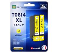 Pack 2 Cartouche T0614 Compatible pour Epson D68 Jaune Haute capacité avec Puce 400 Pages C13T06144012 Ourson