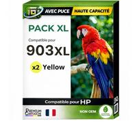 Pack 2 Cartouches 903XL 903 XL Jaune compatible pour HP OfficeJet Pro 6960 6970 Haute capacité avec puce résistante aux mises à niveau
