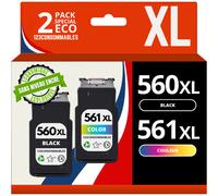 Pack 2 cartouches compatibles avec CANON PG-560 XL/CL-561 XL - sans niveau