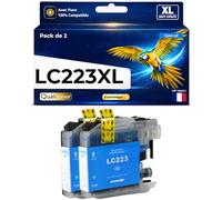 Pack 2 Cartouches d’Encre LC223C LC221C LC223C LC221C Compatible pour Brother DCP J4120DW MFC J4620DW Cyan Haute capacité avec Puce 550 Pages
