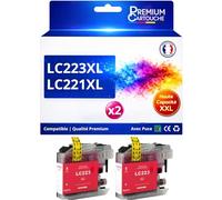 Pack 2 Cartouches d’Encre LC223M LC221M LC223M LC221M Compatible pour Brother DCP J4120DW MFC J4620DW Magenta Haute capacité avec Puce 550 Pages