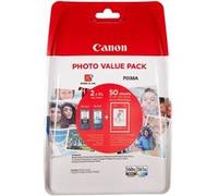 Pack 2 cartouches d'encre Canon Noir PG-560XL et Couleurs CL-561XL + 50 feuilles papier photo Couleur G