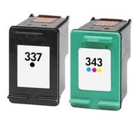 Pack 2 cartouches d'encre N° 337 XL Noir et N° 343 XL Couleur Grande Capacité pour imprimante HP PSC 4180 G