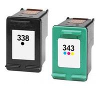 Pack 2 cartouches d'encre N° 338 XL Noir et N° 343 XL Couleur Grande Capacité pour imprimante HP Deskjet 6620 G