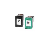 Pack 2 cartouches d'encre N° 338 XL Noir et N° 343 XL Couleur Grande Capacité pour imprimante HP Deskjet 5700