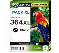 Pack 2 Cartouches encre 364XL 364 XL compatible pour HP Noir Haute capacité avec puce 650 pages
