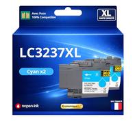 Pack 2 Cartouches Encre LC3237 LC 3237 LC3237C LC 3237C Compatible pour Brother HL J6000DW HL J6100DW MFC J5945DW MFC J6945DW MFC J6947DW Cyan Haute capacité avec Puce 1500 Pages