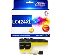 Pack 2 Cartouches Encre LC424Y LC424 Y Compatible pour Brother DCP J1200W Jaune Haute capacité avec Puce 750 Pages