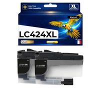 Pack 2 Cartouches LC424BK LC424 BK compatible pour Brother DCP J1200W Noir Haute capacité avec puce 750 pages