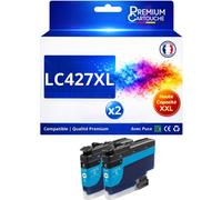 Pack 2 Cartouches LC427XL LC427 XL compatible pour Brother Cyan Haute capacité avec puce 5000 pages
