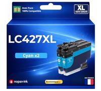Pack 2 Cartouches LC427XL LC427 XL Compatible pour Brother HL J6010DW MFC J5955DW MFC J6955DW MFC J6957DW MFC J6959DW Cyan Haute capacité avec Puce 5000 Pages