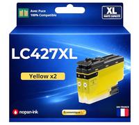 Pack 2 Cartouches LC427XL LC427 XL Compatible pour Brother HL J6010DW MFC J5955DW MFC J6955DW MFC J6957DW MFC J6959DW Jaune Haute capacité avec Puce 5000 Pages
