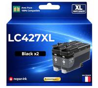 Pack 2 Cartouches LC427XL LC427 XL Compatible pour Brother HL J6010DW MFC J5955DW MFC J6955DW MFC J6957DW MFC J6959DW Noir Haute capacité avec Puce 6000 Pages