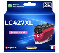 Pack 2 Cartouches LC427XL LC427 XL Compatible pour Brother HL J6010DW MFC J5955DW MFC J6955DW MFC J6957DW MFC J6959DW Magenta Haute capacité avec Puce 5000 Pages