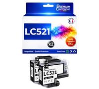 Pack 2 Cartouches LC521BK Compatible pour Brother Noir 500 Pages