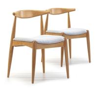 Pack 2 chaises Corzo, Couleur Chêne, Bois Massif, 52,5 cm x 50 cm x 74.5 cm