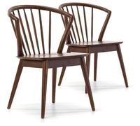 Pack 2 chaises Mura, Couleur Noyer, Bois Massif, 55 cm x 58,5 cm x 84 cm
